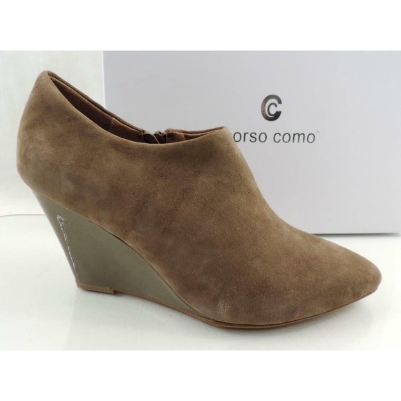 Corso Como Model Ankle Wedge Booties Pumps Taupe Suede Size 9.5 - Picture 2 of 8